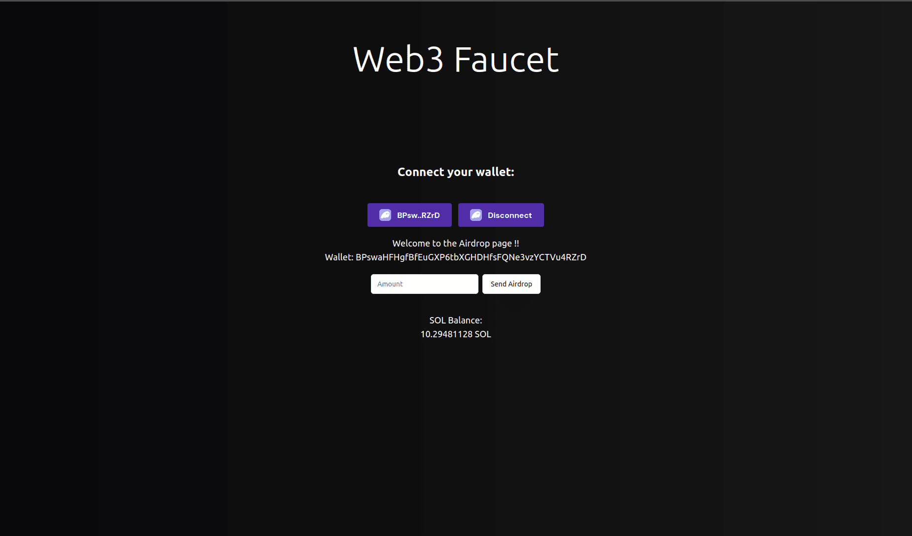 Web3 Faucet and Adapter project screenshot showing the application interface and features